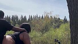 Big Black Cock Fucks Milf's Massive Natural Tits Outdoor Public Moaning Missionary Orgasm