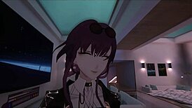 damn, yukoshvr's kafka and furina switch riding goth boy's cock