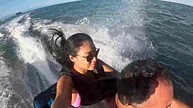 Sexy Brazilian teen with big ass goes wild on jetski at beach