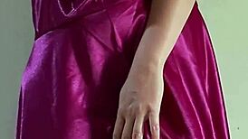 Sexy Satin Pajama Indonesian Pussy Masturbation