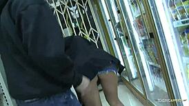 Short haired blonde moans as tight pussy gets smashed hard in shop garage