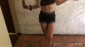 Busty brunette Nova Cane deepthroats Rome Major's big black cock late night