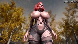 Hey check out this Skyrim redhead going solo with intense masturbation play