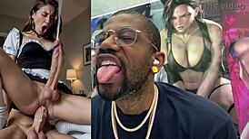 big breasted trans lara croft's floppy cock helicopter dance explodes!