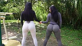 imagine my big ass taking anal outdoors as my boyfriend fucks me to show my friend