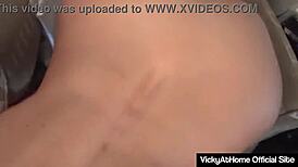 Vicky Vette's big tits drenched in cum after sucking