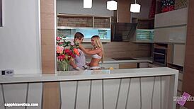 kiara lord and suzie c finger pussies and lick in kitchen