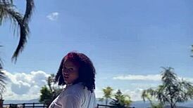 Chubby Ebony Releases Endless Farts in Outdoor Pool Madness
