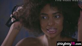Alluring All Natural Ebony Model Bruna Rocha Strips Lingerie Ripping Clothes To Show Shaved Pussy And Petite Body