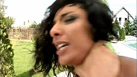 outdoor euro gypsy loona luxx gets anal double penetration creampie from mike angelo and lauro giotto