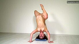 Sofa Nagy's Curly Gymnast Body Stretches Flexes Petite Big Tits Legs On Sofa