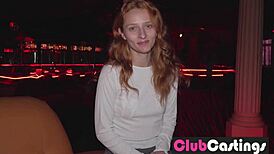 shy redhead babe strips teases wet pussy rides big cock doggystyle deepthroat in casting interview