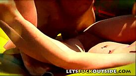 Fucking blonde chained in outdoor survival sex game on boat