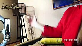 peruvian angel lima seductively undresses for lucky fan live