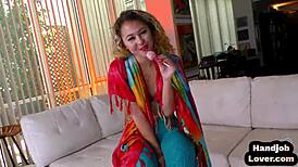 POV PETITE 18+ TEEN MOANS DIRTY TALK WHILE HANDJOB WANKING CLOSE-UP ON HARD COCK!