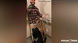 POCahontas and Lis Deepthroat Monster Cocks on Emergency Stairs Outdoor!! 🍆💦😈