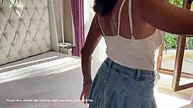Friend's Wife Convinced for Bedroom Fuck Doggystyle Cum on Ass