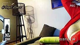 peruvian angel lima seductively undresses for lucky fan live