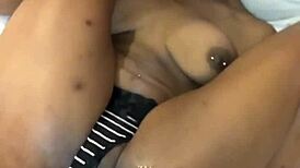 Freaky ebony roommate squirts piss in missionary on huge black cock