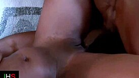 damn, this wild threesome has blonde ridin huge black cock anal while gettin pussy licked by ebony in interracial swallow fest 😲🍆💦