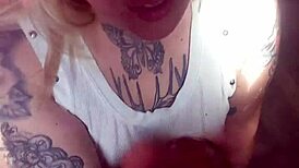 8 in the morning and this cute blonde slut craves cum straight in her mouth from monster black cock