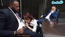 ever wonder how a tiny wife handles that massive bbc while hubby's eyes bulge?