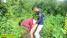 young indian boy ravishes girlfriend doggystyle in steamy jungle hideout