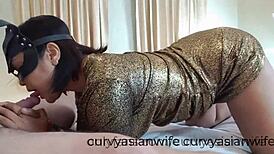 watch this asian slutwife slobber on her boss's cock at work
