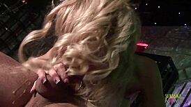 Blindfolded Blonde Milf Starts Ride in Creepy Room