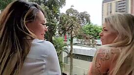 two sensual mature housewives passionately kiss and lick in homemade sauna orgy bliss