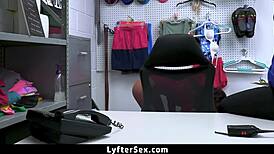 Ebony shoplifter caught stealing doll submits to rough anal riding doggystyle from cop 😏🍫🔒