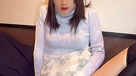 cute japanese crossdresser quietly masturbates her pretty shemale ass in secret