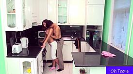 navon and mary get naughty in her kitchen with those small natural tits bouncing free 😘🍳