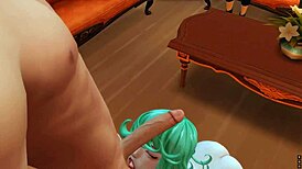 Tatsumaki delivers ultimate deepthroat blowjob in sims 4 fantasy