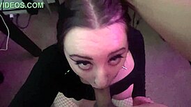 Goth Slut Deepthroats Sucks Older Asian Cock with Big Tits Out