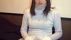 cute japanese crossdresser quietly masturbates her pretty shemale ass in secret