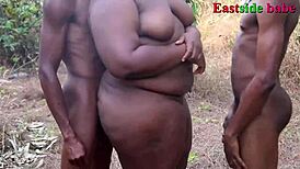 Sexy ebony eastsidebabe dances then rides two bbc doggystyle outdoor creampie