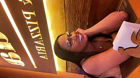 Wife gets horny at restaurant craves parking lot fuck creampie squirt action