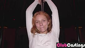 shy redhead babe strips teases wet pussy rides big cock doggystyle deepthroat in casting interview