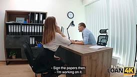 una fairy bends over the office desk for a hot risky fuck with her perfect natural tits bouncing wild