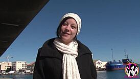 caro the hot brunette bitch flashes tits public then gets whipped and fucked hard outdoors