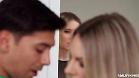 blonde milf teen swap cum in wild reality threesome