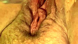she shaves her pussy smooth then squirts hard up close with big clit throbbing