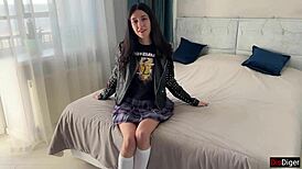 Babe Bends for Anal in Multiple Positions After Street Tease in Skirt and Boots