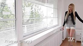 Ukraine Babe In Heels Joyfully Toys Shaved Pussy And Tight Asshole On Bedroom Bed