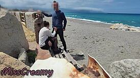 dick flashin risky bj on beach... stockin teacher n student nearly caught!! misscreamy
