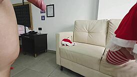 Christmas finale sexy Colombian latina girlfriend dances gets ass spanked broken close-up cum gift