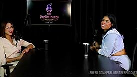 check marcelly melo preliminares podcast with bia hot on sheer red