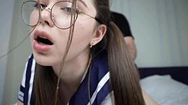 Innocent Student Craves Deep Creampie in School Uniform While Getting Roughly Fucked Missionary