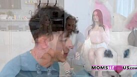 Family Photo Turns Wild! Stepmom and Stepdaughter Bunny Fuck Double Cock!